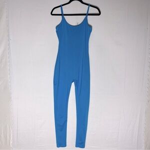 Stretchy Blue Spaghetti Strap Jumpsuit Unitard S